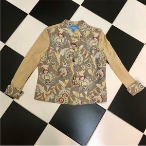 Vintage Doncaster Sport Tapestry Sweater Jacket Crystals Long Sleeve Old Money